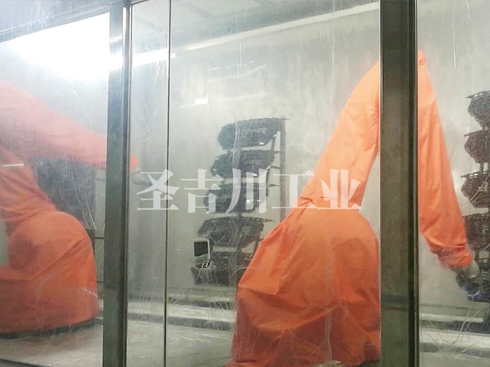 滑撬輸送進(jìn)氣格柵機(jī)器人噴涂系統(tǒng)